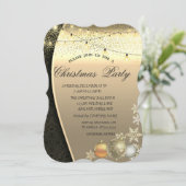 Kerstballen, Lichtjes Damast Kerstfeest Kaart (Staand voorkant)