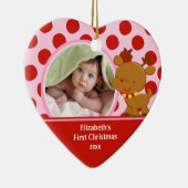 Kerstballen met baby's eerste kerstfoto en rendier keramisch ornament (Rechts)