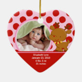 Kerstballen met baby's eerste kerstfoto en rendier keramisch ornament (Achterkant)