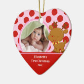 Kerstballen met baby's eerste kerstfoto en rendier keramisch ornament (Links)