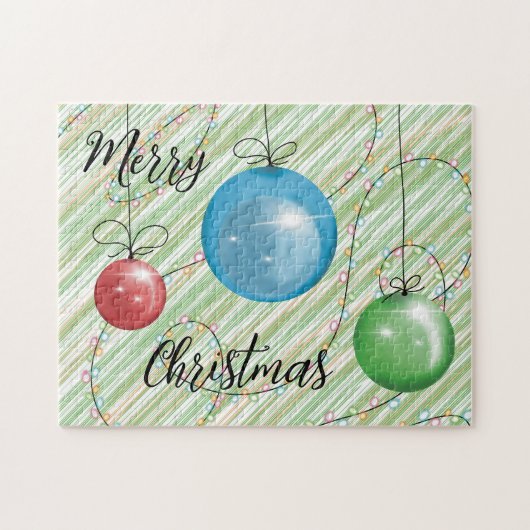 kerstballen met een lichte vakantieverval legpuzzel (Horizontaal)