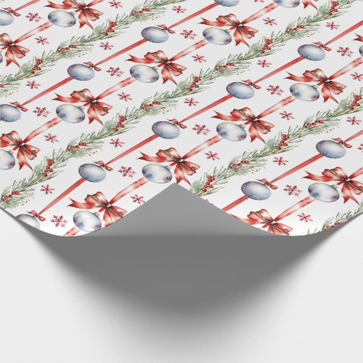 Kerstballen met rode bogen creatief cadeaupapier (Hoek)