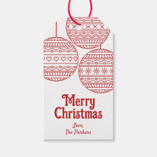 Kerstballen met rode Kerstballen Cadeaulabel