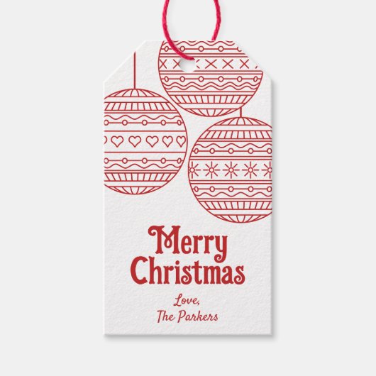 Kerstballen met rode Kerstballen Cadeaulabel (Voorkant)