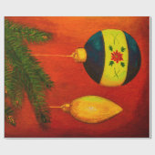 kerstballen met rood cadeaupapier (Vlak)