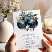 Kerstballen Navy Gold Holiday Kaart