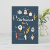 Kerstballen nodigen  goudmarine uit kaart (Staand voorkant)