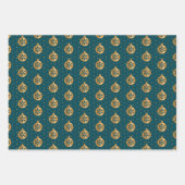 Kerstballen op Blauwgroen, Zwart en Wit Inpakpapier Vel (Voorkant)