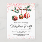 Kerstballen op een budget Kerstfeest Uitnodiging (Voorkant)