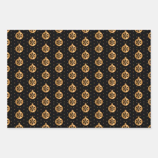 Kerstballen op Rood, Zwart en Wit Inpakpapier Vel (Voorkant 2)