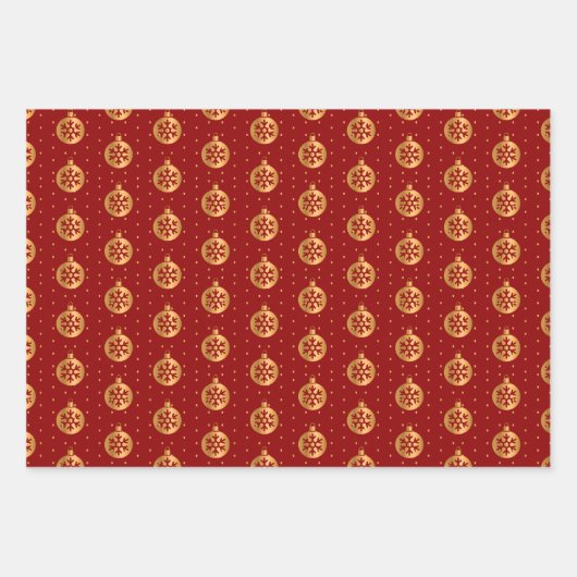 Kerstballen op Rood, Zwart en Wit Inpakpapier Vel (Voorkant)