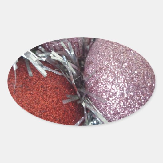 kerstballen ovale sticker (Voorkant)