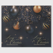 Kerstballen Pine Tree Branches Zwart Cadeaupapier (Vlak)