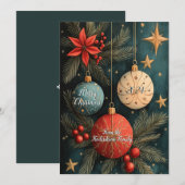 Kerstballen Plat Kerstkaart met Vintage Uitstralin (Voorkant / Achterkant)