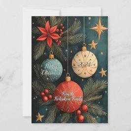 Kerstballen Plat Kerstkaart Vintage