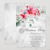 Kerstballen, Poinsettia Grijs Kerstfeest Kaart (Voorkant / Achterkant)