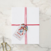 Kerstballen rode coquette strik gepersonaliseerd cadeaulabel (Met Touw)