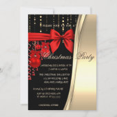 kerstballen, rood, boog, gouden partij kaart (Voorkant)