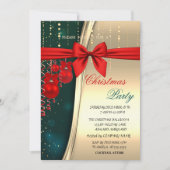 Kerstballen, rood, boog, groen bedrijfsfeest kaart (Voorkant)