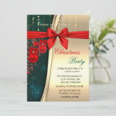 Kerstballen, rood, boog, groen bedrijfsfeest kaart (Staand voorkant)