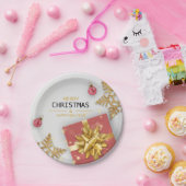 kerstballen Rood cadeaudoos Goud Snowflakes Papieren Bordje (Feest)