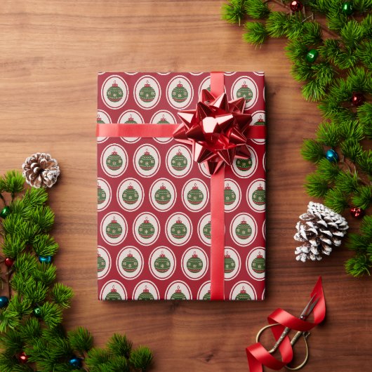 Kerstballen Rood en Groen Cadeaupapier (Feestdagen Geschenken)