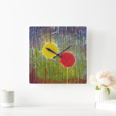 Kerstballen rood geel feestelijke decoraties vierkante klok (Huis)