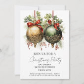 Kerstballen Rood Groen Goud Vakantie Kaart (Voorkant)