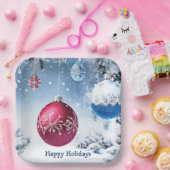 Kerstballen Sneeuw Kerst Papier Bord (Feest)
