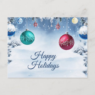 Kerstballen Sneeuw Kerstkaart Briefkaart
