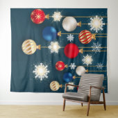 Kerstballen sneeuwvlokken decoraties achtergrond wandkleed (In Situ (horizontaal))