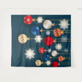 Kerstballen sneeuwvlokken decoraties achtergrond wandkleed (Voorkant (horizontaal))