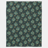 Kerstballen Sneeuwvlokken Goud Loof Bladeren Fleece Deken (Voorkant)