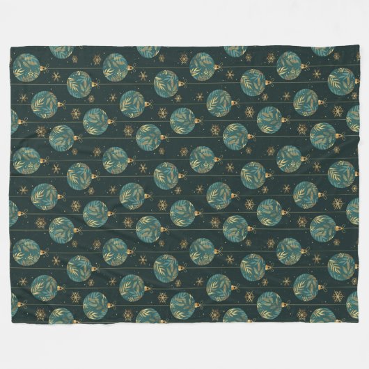Kerstballen Sneeuwvlokken Goud Loof Bladeren Fleece Deken (Voorkant (Horizontaal))