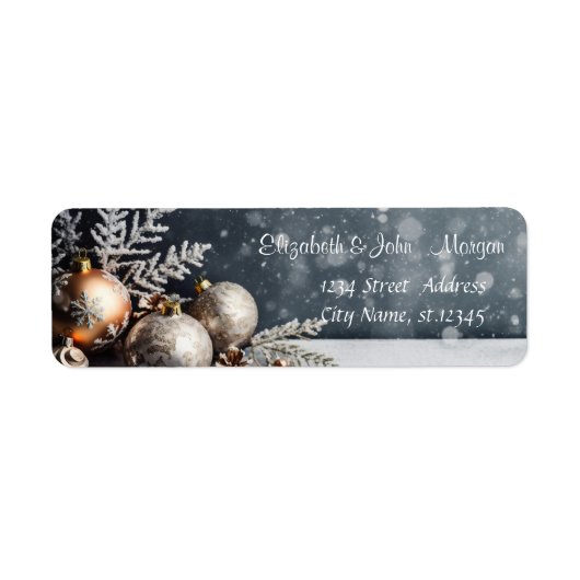 Kerstballen, Sneeuwvlokken Grijs Etiket (Voorkant)