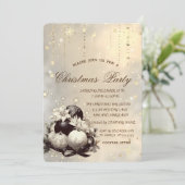 Kerstballen, Sneeuwvlokken Poinsettia Kerstmis Kaart (Staand voorkant)