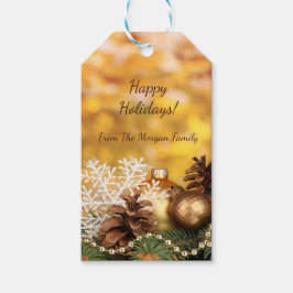 kerstballen Snowflake Pine Cones Cadeaulabel