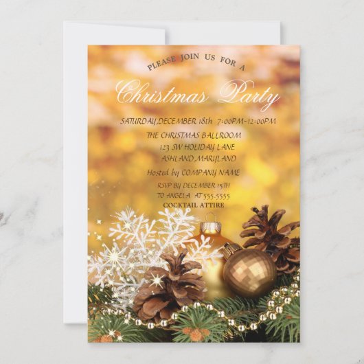 kerstballen Snowflake Pine Cones kerst Kaart (Voorkant)