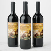 kerstballen Snowflake Pine Cones Wijn Etiket (Flessen)