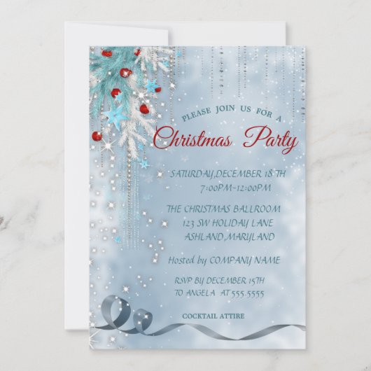 Kerstballen, Snowflakes, Sterren, Korte Partij Kaart (Voorkant)