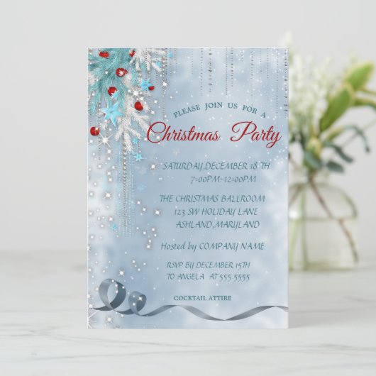 Kerstballen, Snowflakes, Sterren, Korte Partij Kaart (Staand voorkant)