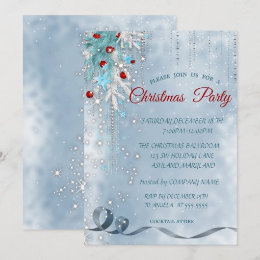 Kerstballen, Snowflakes, Sterren, Korte Partij Kaart (Voorkant / Achterkant)