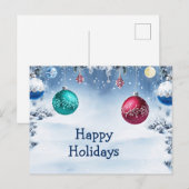 Kerstballen Snowy Holiday Briefkaart (Voorkant / Achterkant)