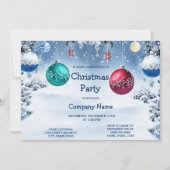Kerstballen Snowy Holiday Party uitnodiging (Voorkant)
