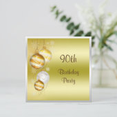 Kerstballen & Sterren 90ste Verjaardag Kaart (Staand voorkant)