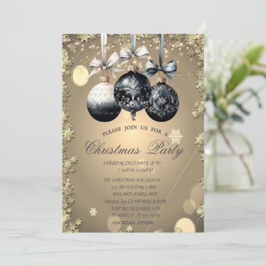 Kerstballen, Sterren Kerstmis Bedrijf Partij Kaart (Staand voorkant)