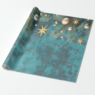 Kerstballen Sterren Takken Vintage Cadeaupapier
