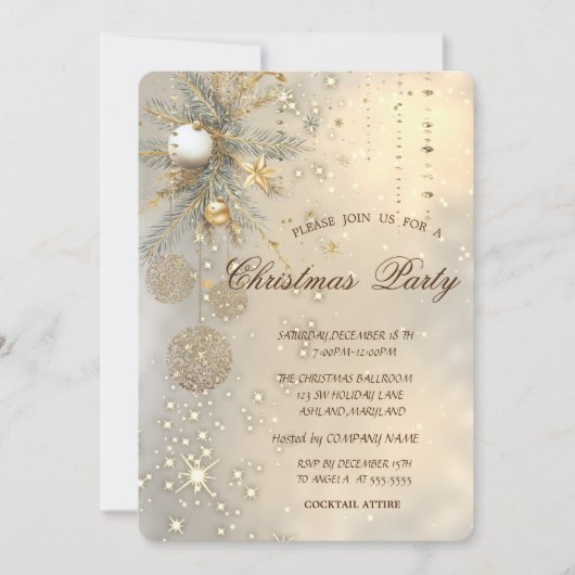 Kerstballen, takken kerstfeest kaart (Voorkant)