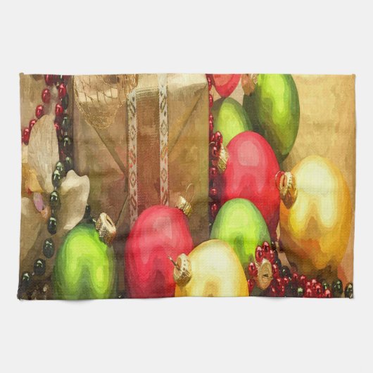 kerstballen theedoek (Horizontaal)