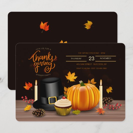 Kerstballen uitnodiging voor Thanksgiving Day (Voorkant / Achterkant)